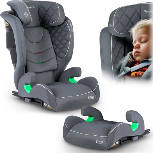 Fotelik samochodowy Nukido Louis szary 100–150 cm i-Size ISOFIX