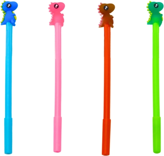 Długopis kulkowy Dinozaur z zatyczką czarny wkład Mix różowy niebieski 0,5 mm