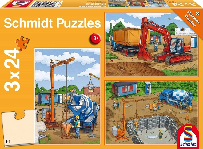 SCHMIDT Puzzle Na budowie 3x24 elementy