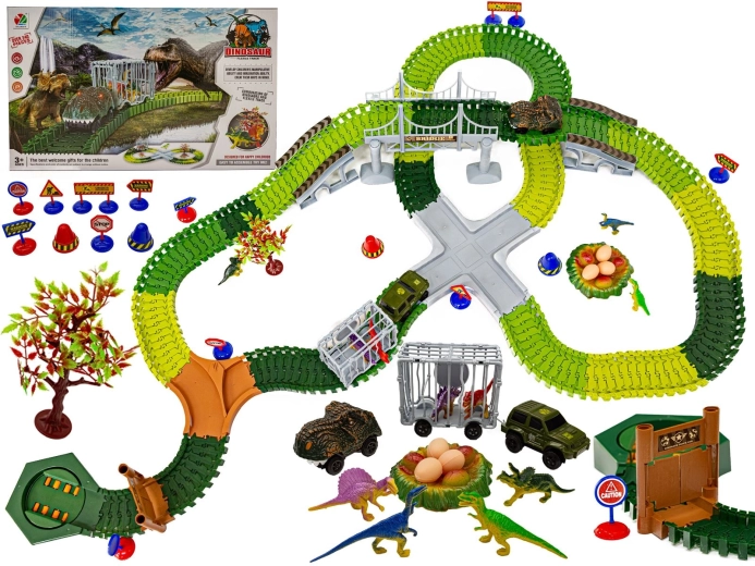 Duży tor wyścigowy Dino Park – 240 elementów
