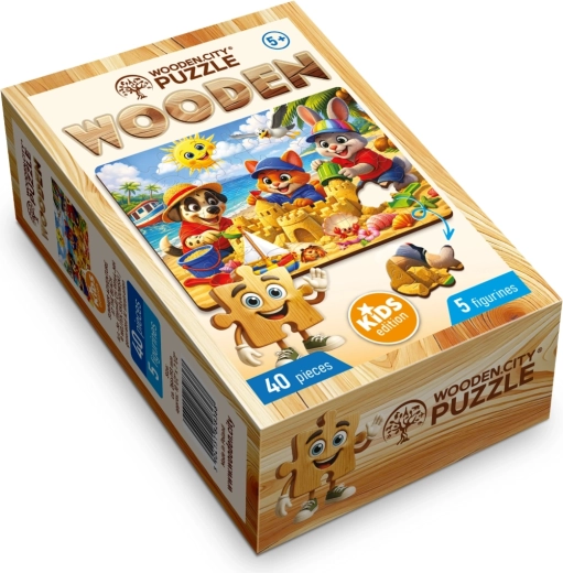 Drewniane puzzle WOODEN CITY Letnia przygoda na plaży, 40 elementów