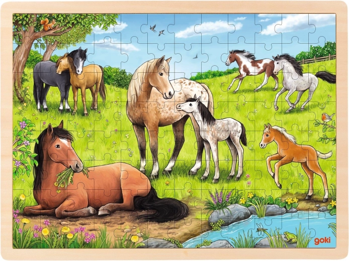 Drewniane puzzle „Lato na końskiej łące” - 1 sztuka
