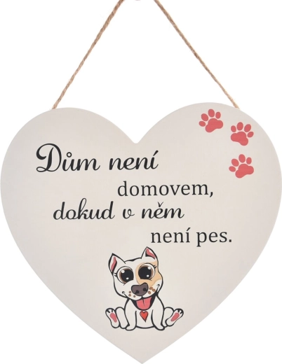 Drewniana tabliczka w kształcie serca „Dog home”