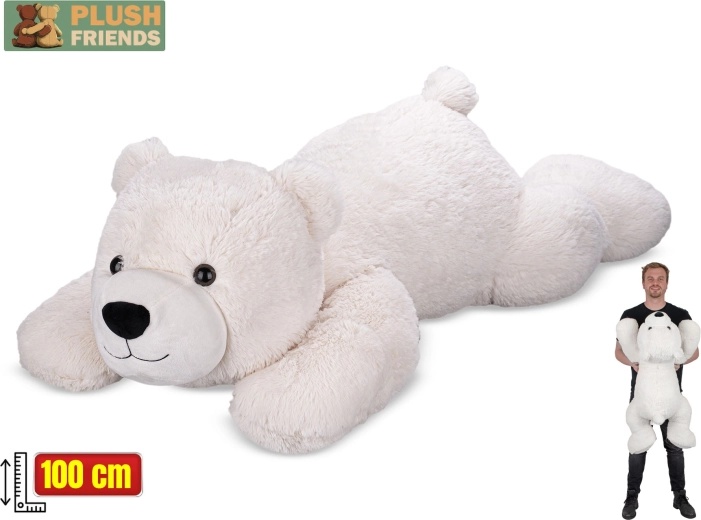 Pluszowy niedźwiedź polarny Plush Friends 100 cm – leżący, przytulny towarzysz