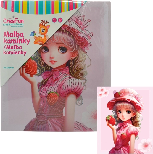 Malowanie diamentowe – truskawkowa laleczka 25 × 30 cm