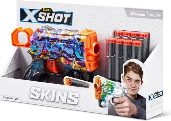 X-Shot Skins Menace blaster – wzór D (8 piankowych strzałek)
