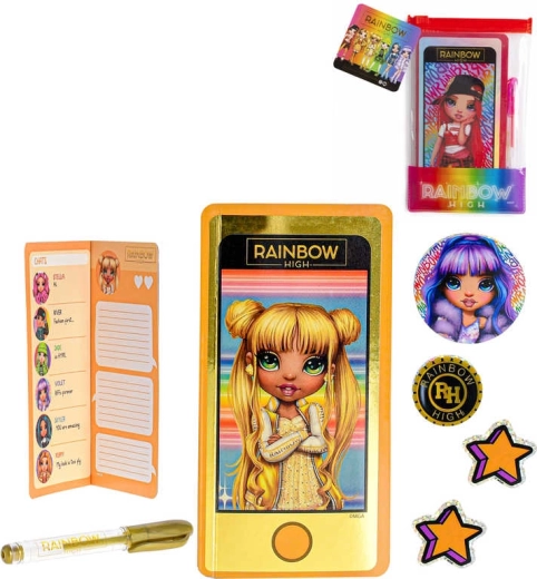 Rainbow High pamiętnik/notes w kształcie telefonu A6 z długopisem i naklejkami - 1 sztuka