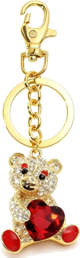 Złoty brelok do kluczy miś