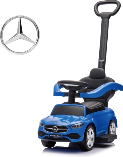 Jeździk Milly Mally z rączką do prowadzenia Mercedes-Benz C-Class Deluxe, niebieski