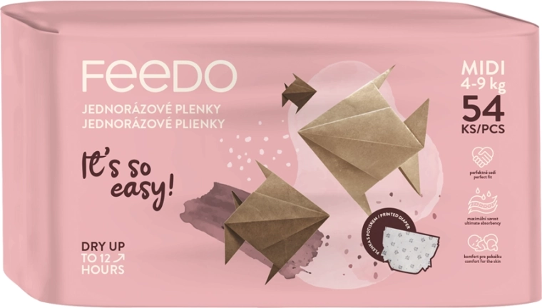 Feedo jednorazowe pieluchy midi 3 (4–9 kg) 54 szt.