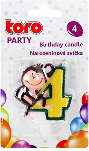Tortowa świeczka cyferka 4 z małpką TORO