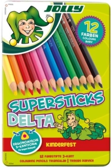 Trójkątne kredki DELTA, 12 kolorów, w metalowym pudełku