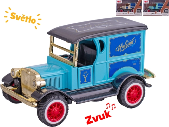 Auto oldtimer metalowy model 11 cm ze światłami i dźwiękami