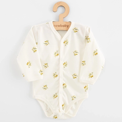 Niemowlęce body rozpinane na całej długości z długim rękawem z bawełny organicznej New Baby Oliwki