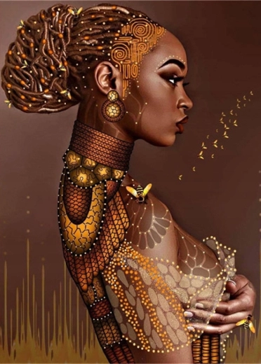 Malowanie diamentowe – kobieta z kokiem 30 × 40 cm