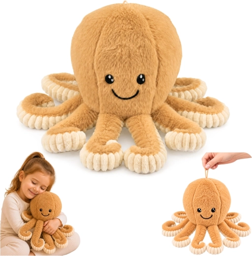 Pluszowa ośmiornica ze sprężystymi mackami beżowa 30 cm - 1 sztuka