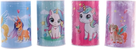 Metalowa skarbonka z jednorożcem