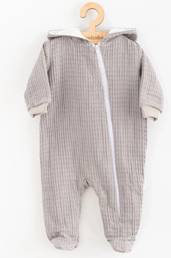 Dziecięcy muślinowy kombinezon z kapturem New Baby Comfort Clothes szary 80 (9–12 miesięcy)