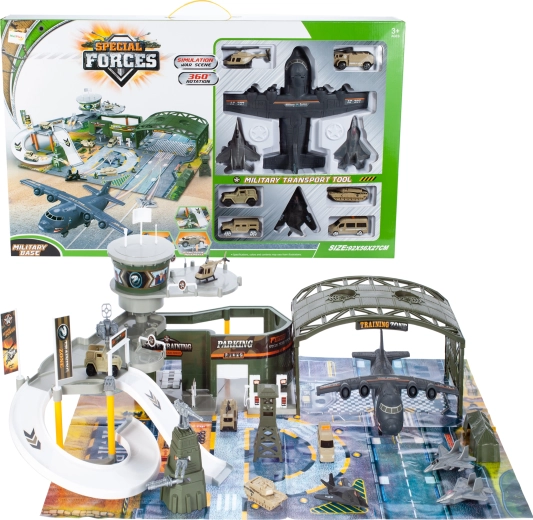 Wojskowa baza z samolotem – dwupoziomowy zestaw do zabawy
