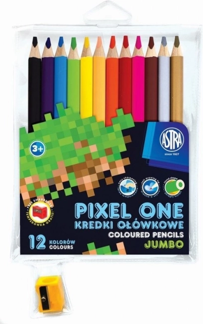 ASTRA kredki Pixel One jumbo 12 szt. z temperówką