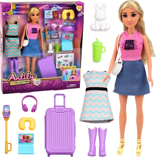 Anlily podróżniczka – modna lalka z walizką i akcesoriami podróżnymi 30 cm