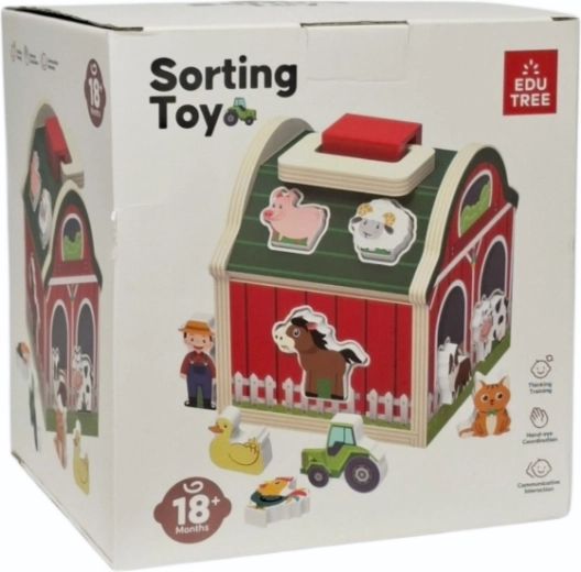 Drewniany domek sorter z motywem farmy