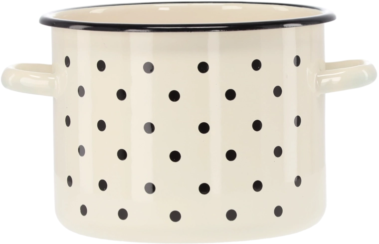 Emaliowany garnek 4,5 l, 20 cm, biały w kropki
