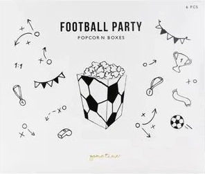 Papierowe pudełka na popcorn Piłka (mix wzorów) 7 × 7 × 12 cm