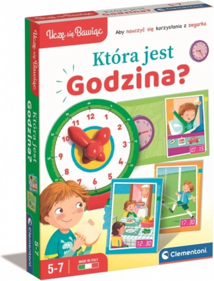 Edukacyjna gra puzzle: która jest godzina? nauka z zegarem CLEMENTONI