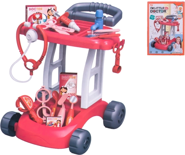 Wózek lekarski z akcesoriami do zabawy w lekarza