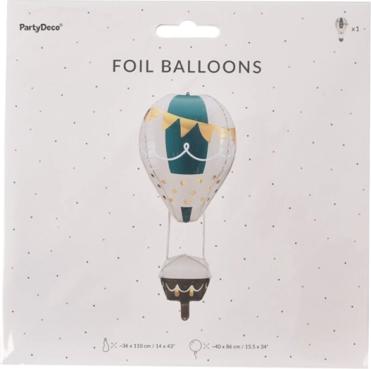 Foliowy balon w kształcie balonu na ogrzane powietrze – „latający balon” 4D, 36 × 110 cm