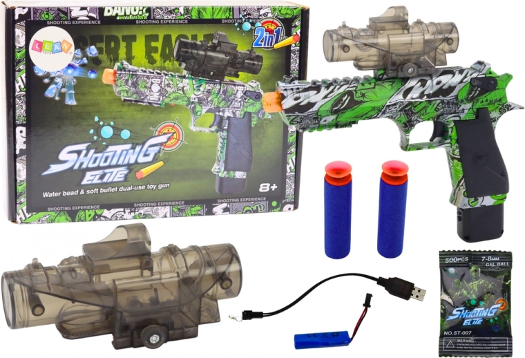 Elektryczny pistolet na kulki wodne Arrows 2w1 Zielony