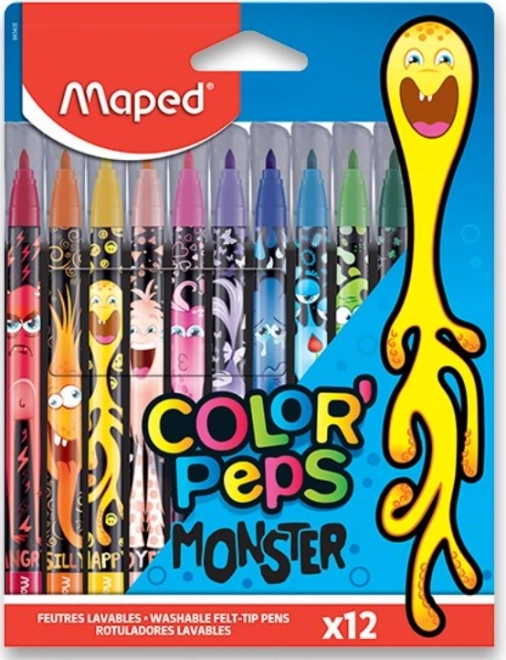 Flamastry MAPED Color'Peps Monster, zestaw 12 kolorów