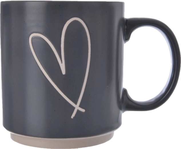 Ceramiczny kubek z sercem czarny 400 ml