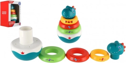 Kołyszący się dinozaur z nakładanymi krążkami (piramidka) 16 cm