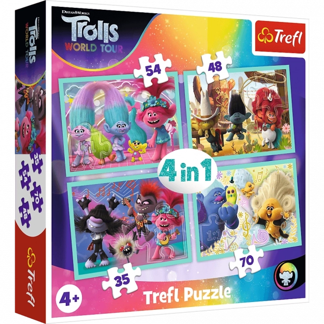 Puzzle TREFL Trolle 2: Światowa trasa 4w1 (35, 48, 54, 70 elementów)