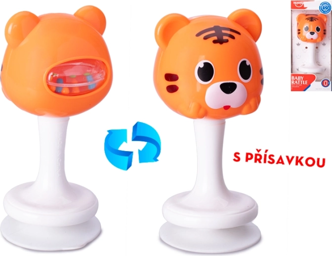 Grzechotka z motywem tygrysa z przyssawką