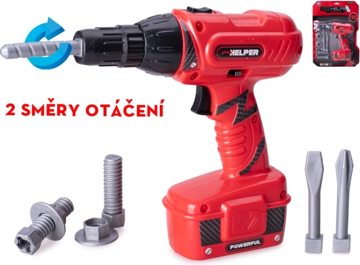 Dziecięca wiertarka akumulatorowa 18 cm z biegiem w obie strony i efektami dźwiękowymi