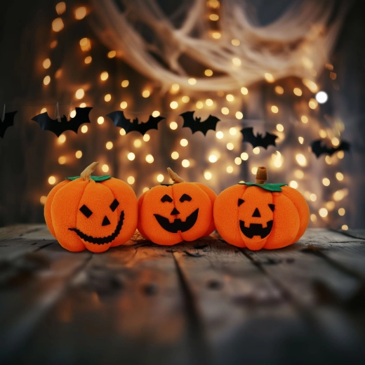 Tekstylna dekoracja dyniowa na Halloween – 1 sztuka
