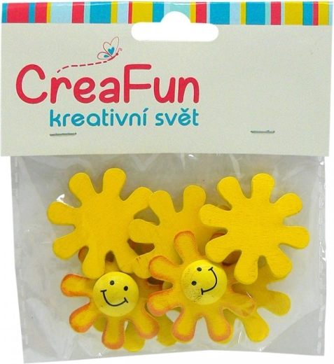 Drewniane dekoracje słoneczka 3,5 cm, 8 szt.