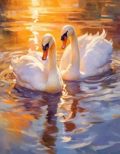 Norimpex malowanie diamentowe białe łabędzie 30 × 40 cm