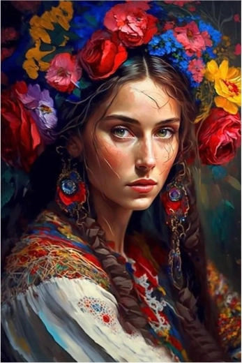 Diamentowe malowanie – słowiańska kobieta 30 × 40 cm