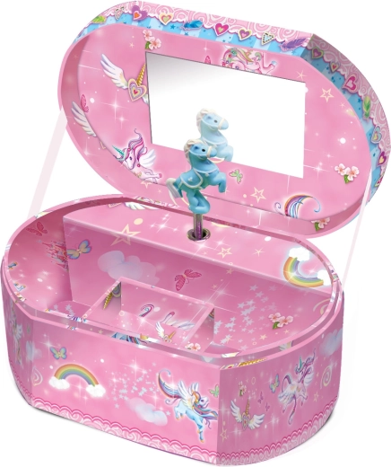 Szkatułka na biżuterię z muzyką jednorożec – owalna