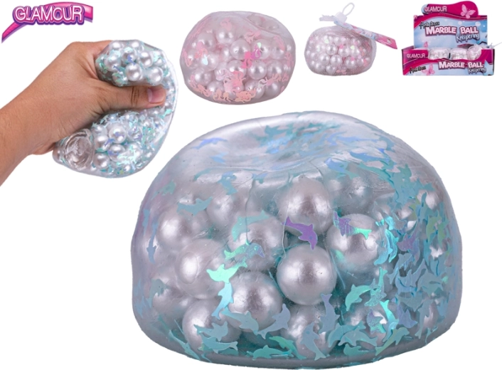 Antystresowa piłka glamour z chrupiącymi kuleczkami 9,5 cm