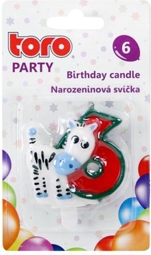 Świeczka tortowa cyfra 6 z konikiem TORO, 5 cm, wtykana