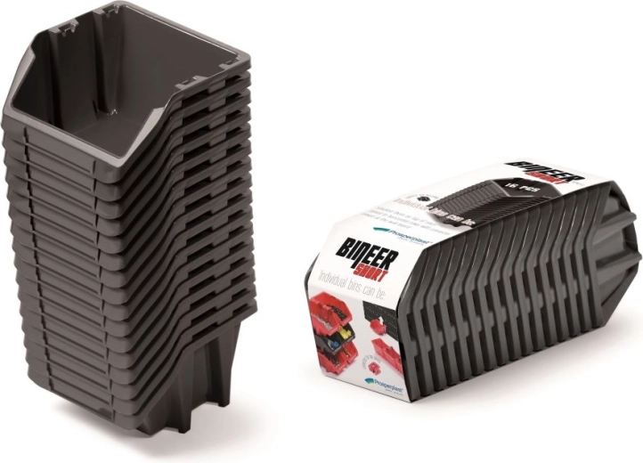 Zestaw pojemników 16 szt. Bineer Short, 234 × 77 × 92 mm, czarny