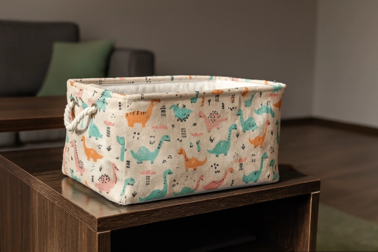 Tekstylny kosz na zabawki z dinozaurami 30 × 40 × 21 cm
