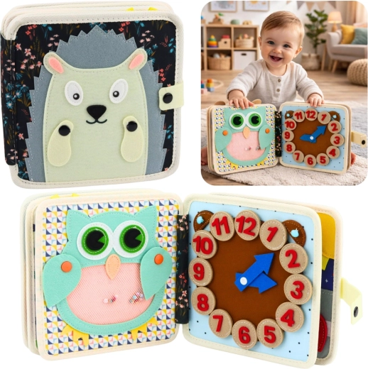 Tekstylna sensoryczna książeczka z filcu Jeż – cicha książka dla najmłodszych