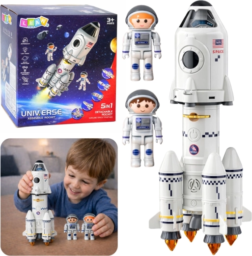 Edukacyjna rakieta 5 w 1 z astronautami, światłami, dźwiękami i projektorem