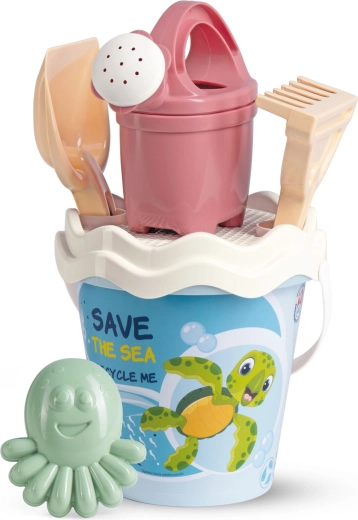 Androni recyklingowy pastelowy zestaw do piasku Ocean z konewką – średni, 6‑częściowy